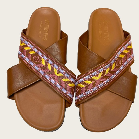 JOHNNY WAS - Alessi Embroidered Leather Sandal - Tan - Size 36 / US 6 - Picture 2 of 5